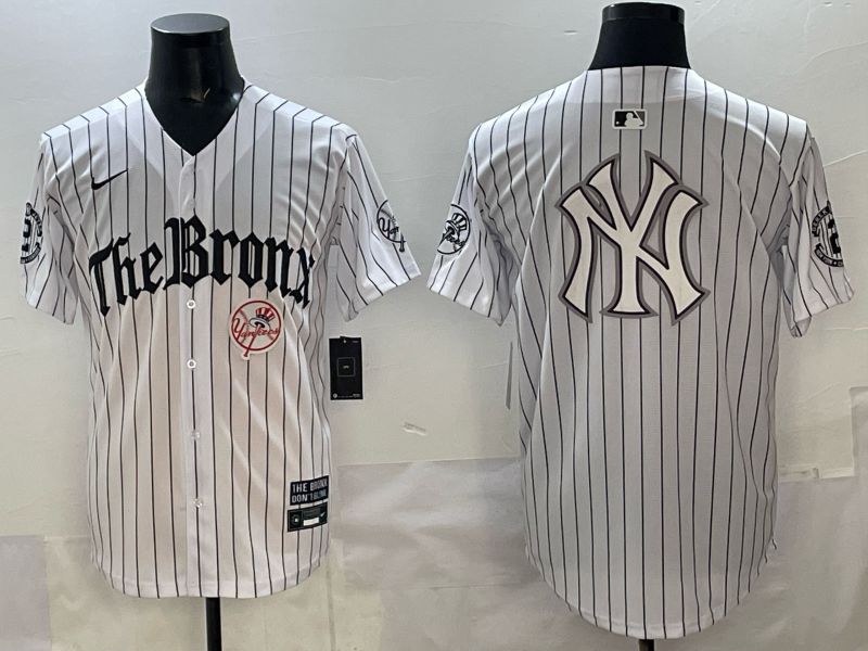 Men 2025 New York Yankees Blank White Stripe Five generations Joint Name Nike MLB Jersey style 029